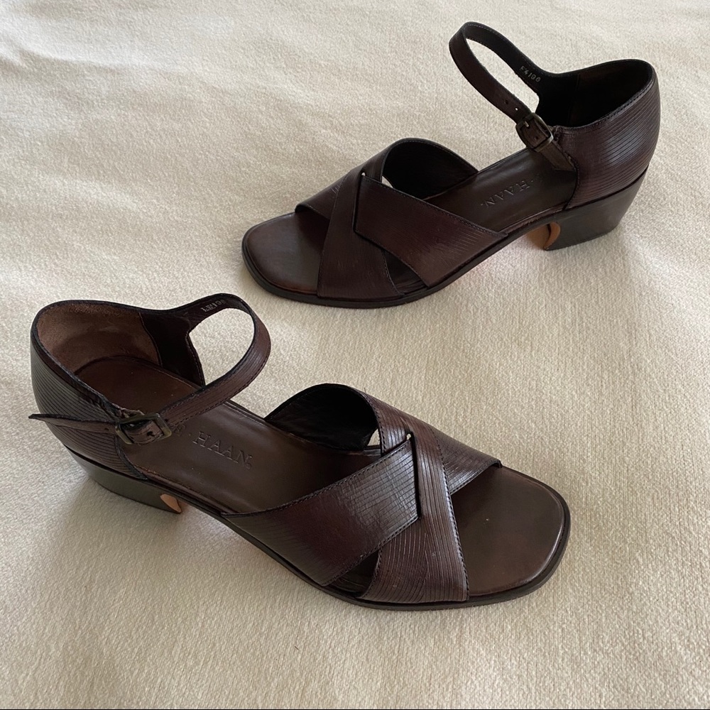 Cole Haan Strappy Brown Leather Heels Sz 7